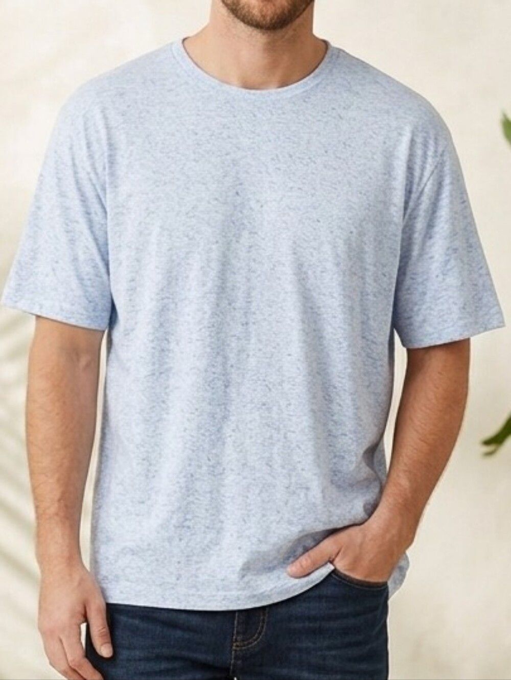 Joseph Abboud Indigo Blue Heathered Speckled Crewneck T-Shirt Large